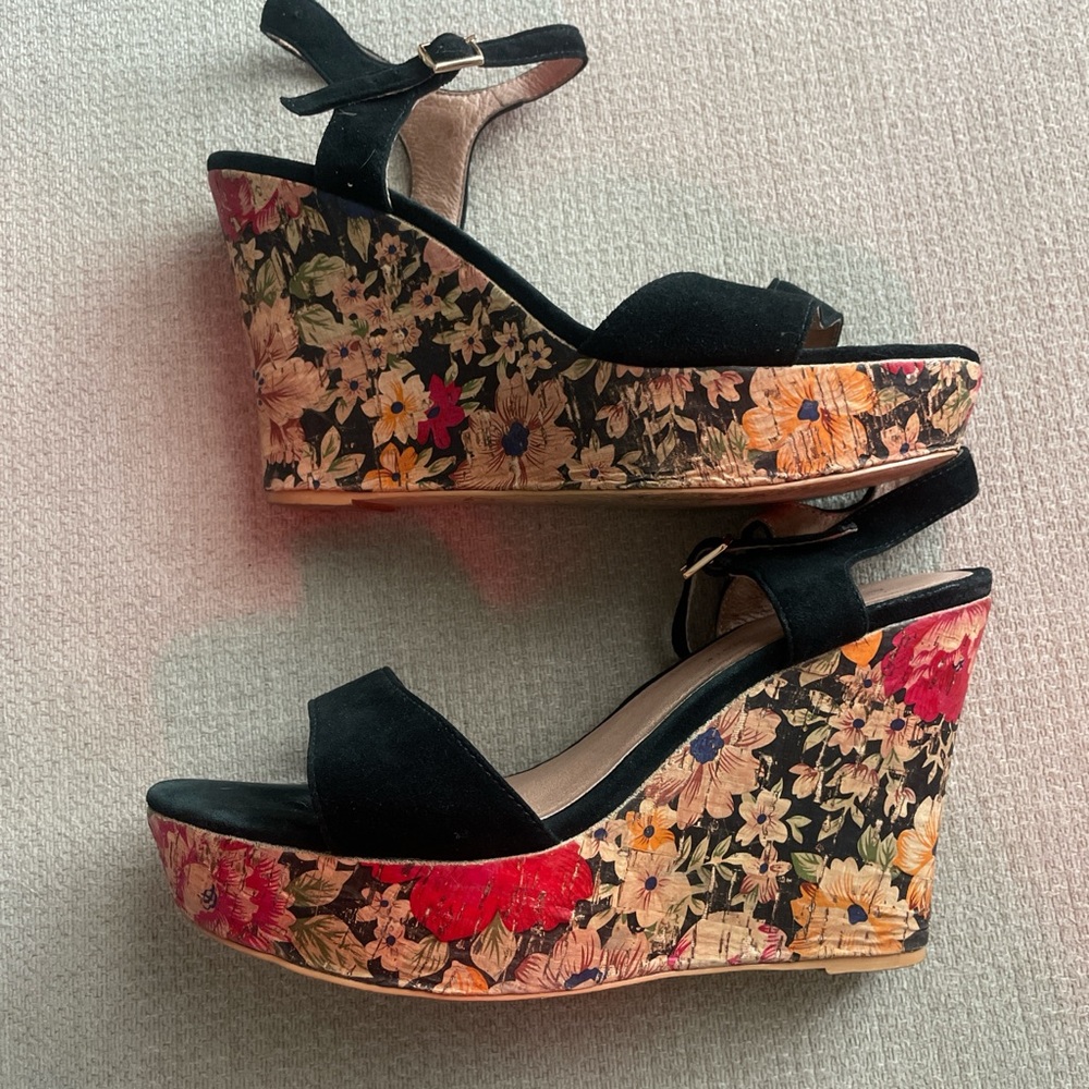 Anthropologie Floral Wedges
